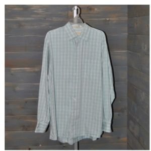 Michael Kors Plaid Dress Shirt, Size L 16.5, 36/37